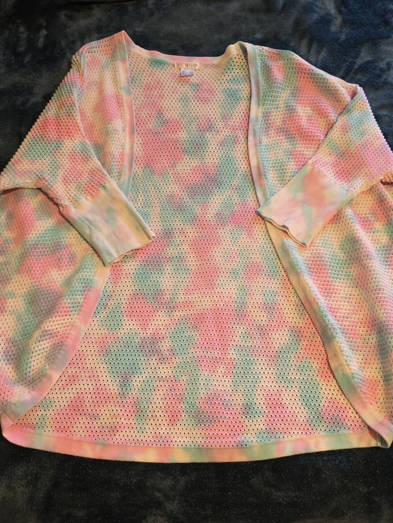 VENUS Tops - Venus Pastel Tie-Dye Open Front Knit Cardigan